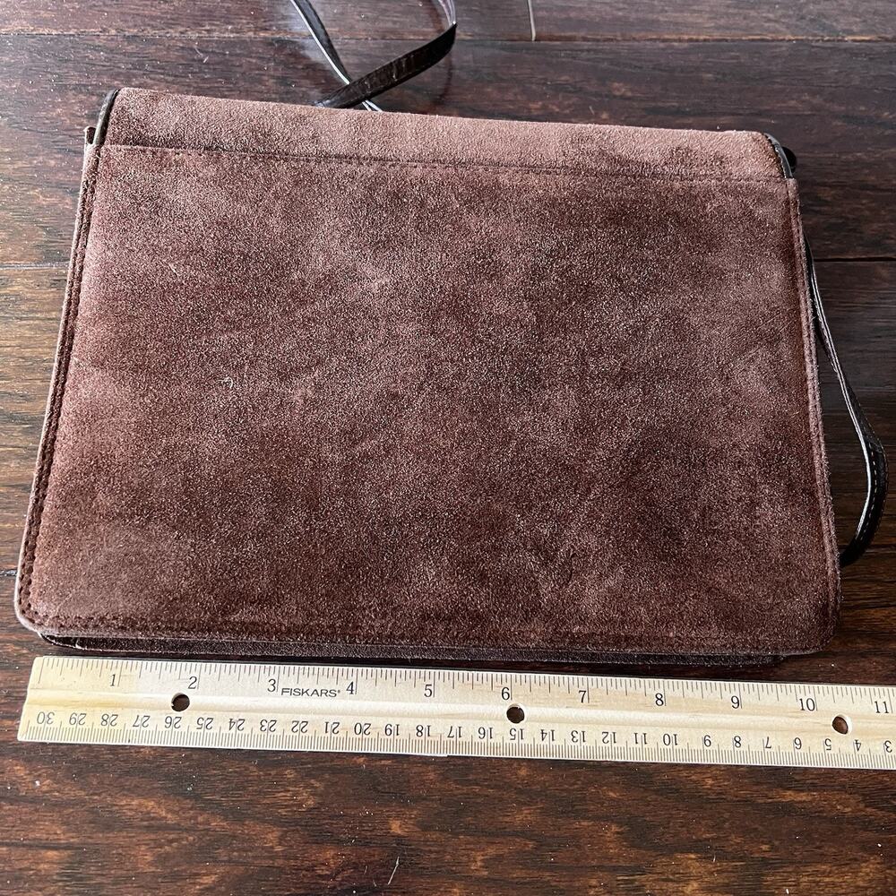 Scepi Women Purse Made In Italy Brown Leather Suede VTG Crossbody Shoulder Bag - Picture 4 of 12